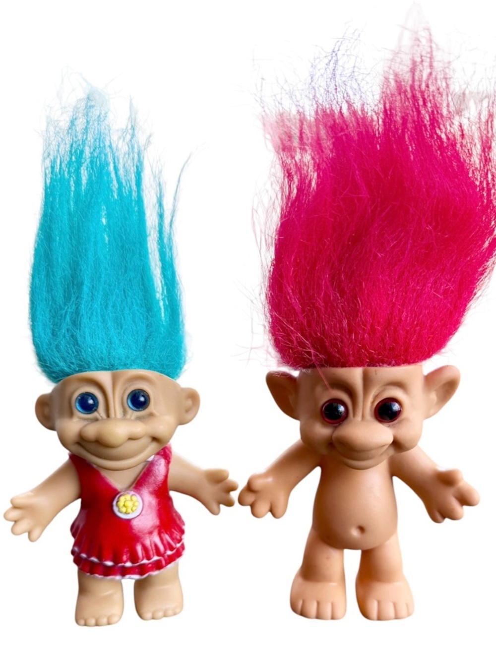 VTG ‘90s Forest Troll & Friend Lot Red & Teal Hair 3”